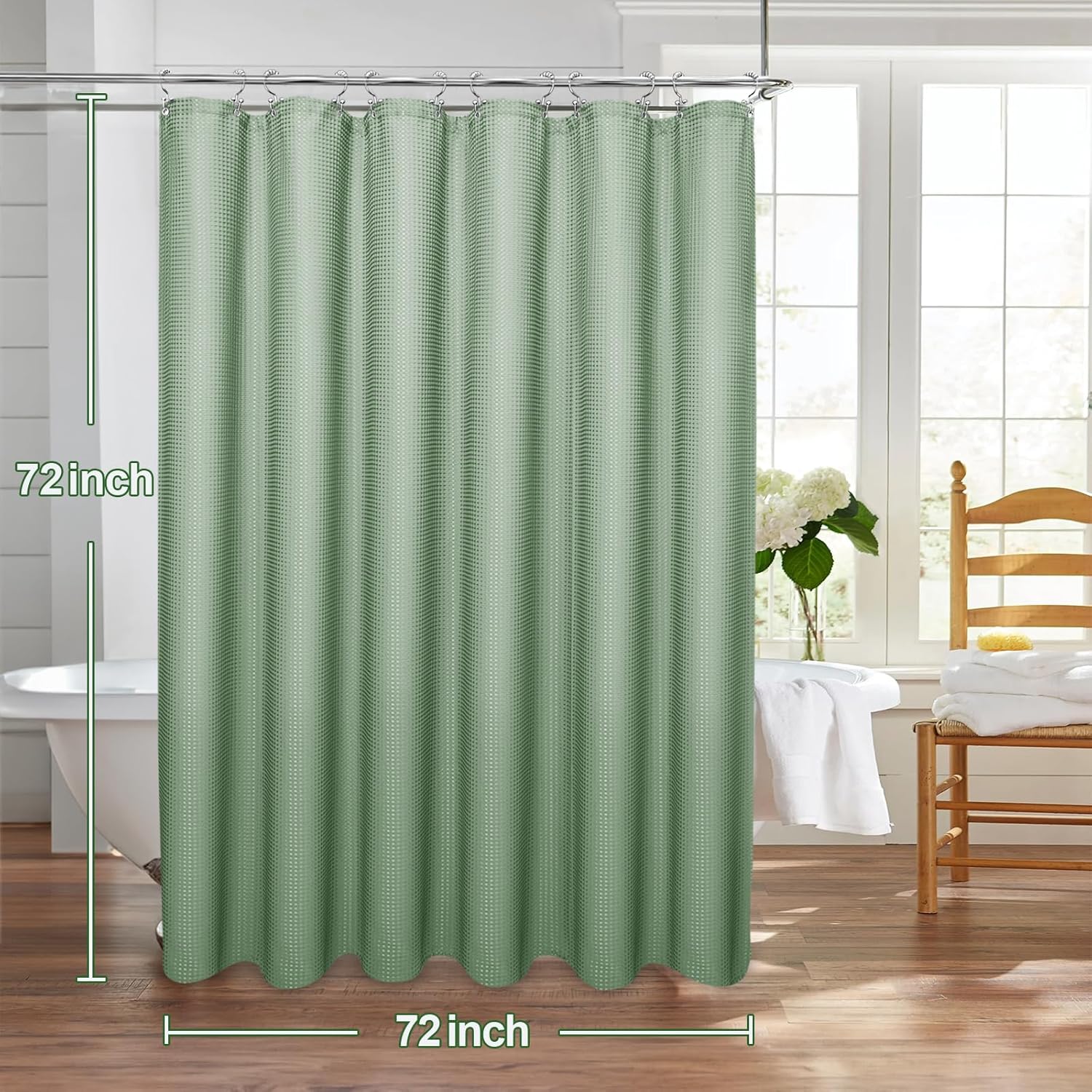 Waffle Shower Curtain Hotel Luxury Spa Bathroom Curtain with 12 hooks