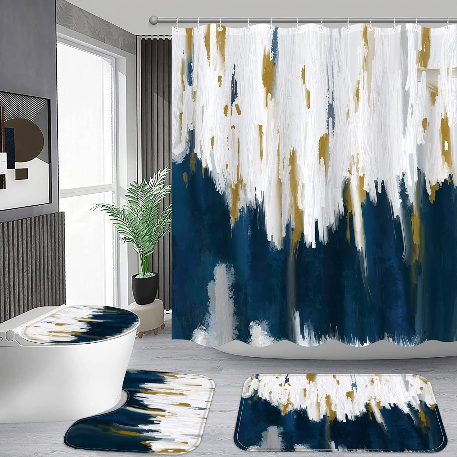 Zrodlmo™Ombre Shower Curtains and Bath Rug Set