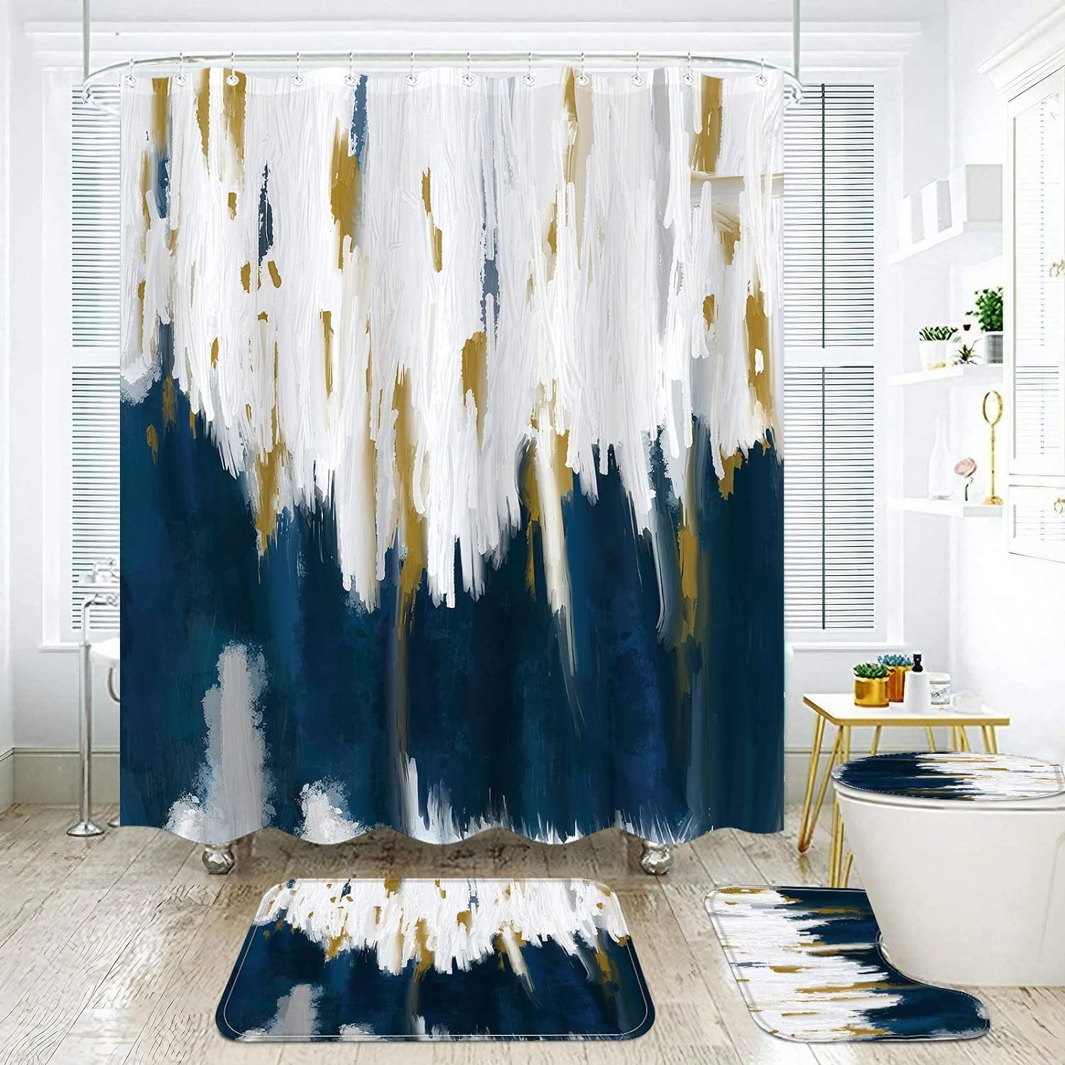 Zrodlmo™Ombre Shower Curtains and Bath Rug Set