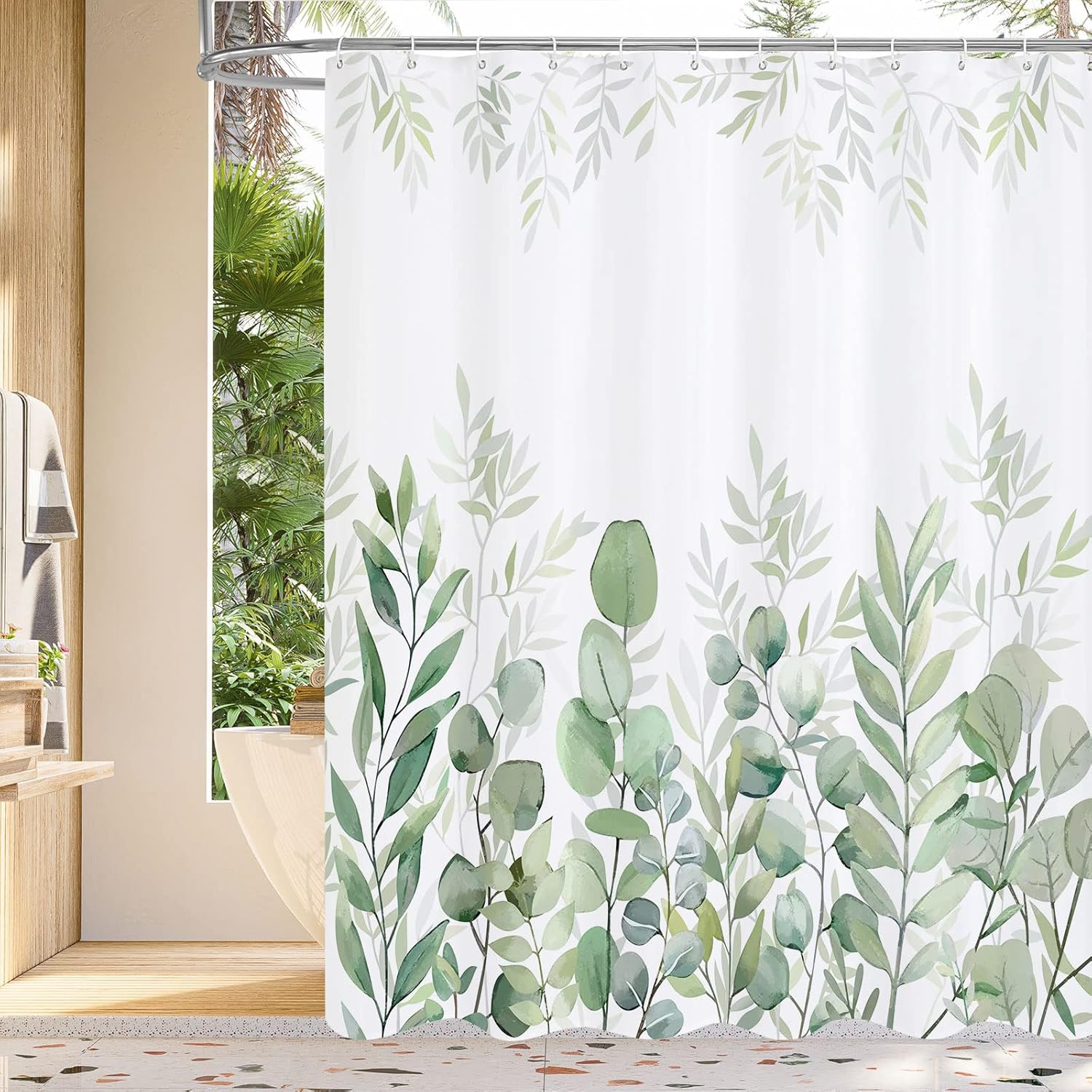 Zrodlmo™Modern Plants Floral Shower Curtain