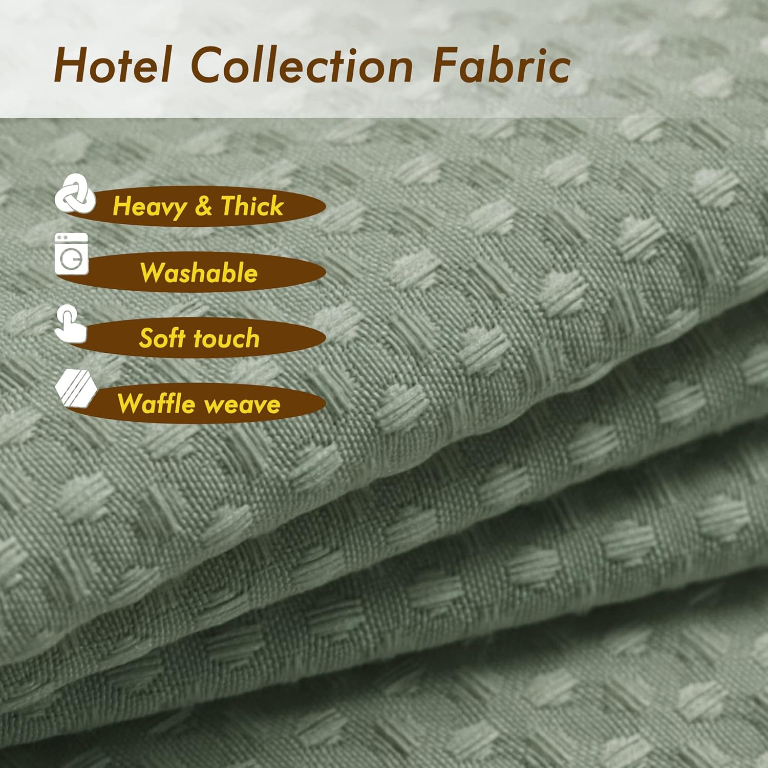 Waffle Shower Curtain Hotel Luxury Spa Bathroom Curtain with 12 hooks