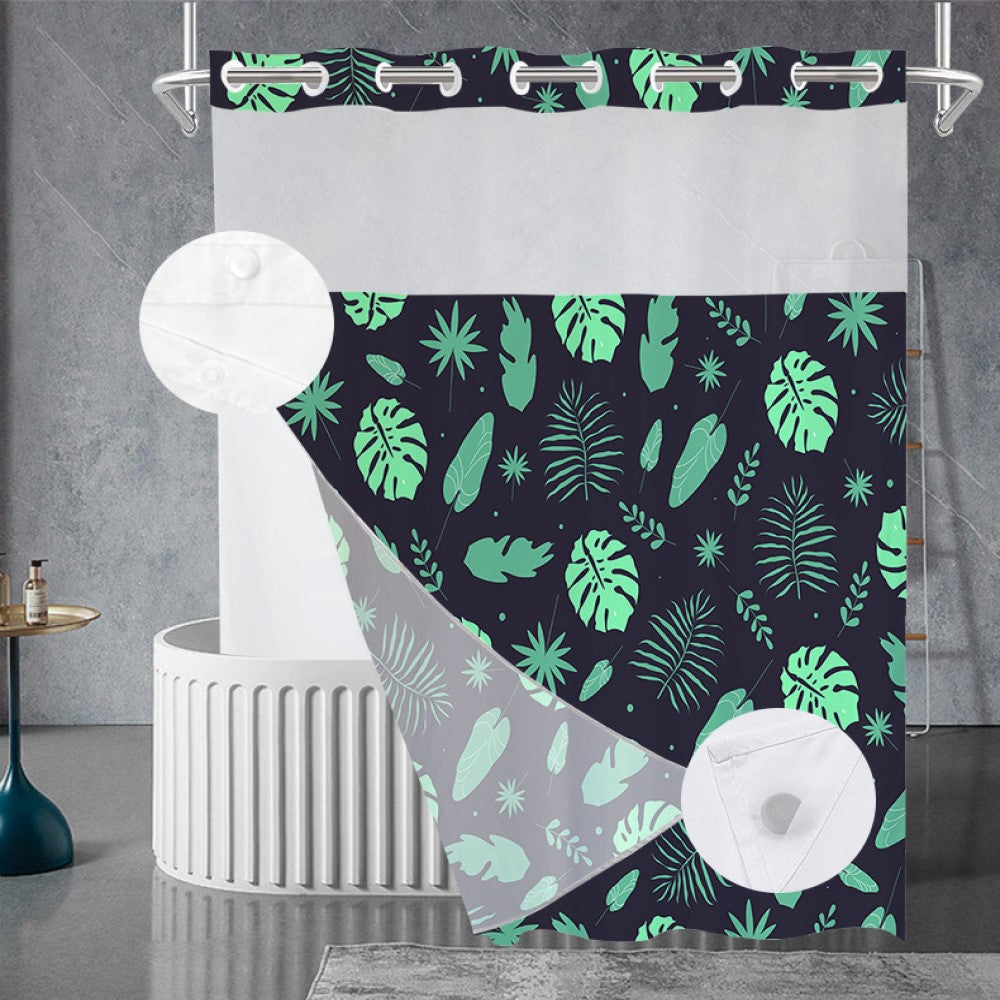 Zrodlmo™Black and white leaf bathroom curtains(Buy 2 get free shipping)