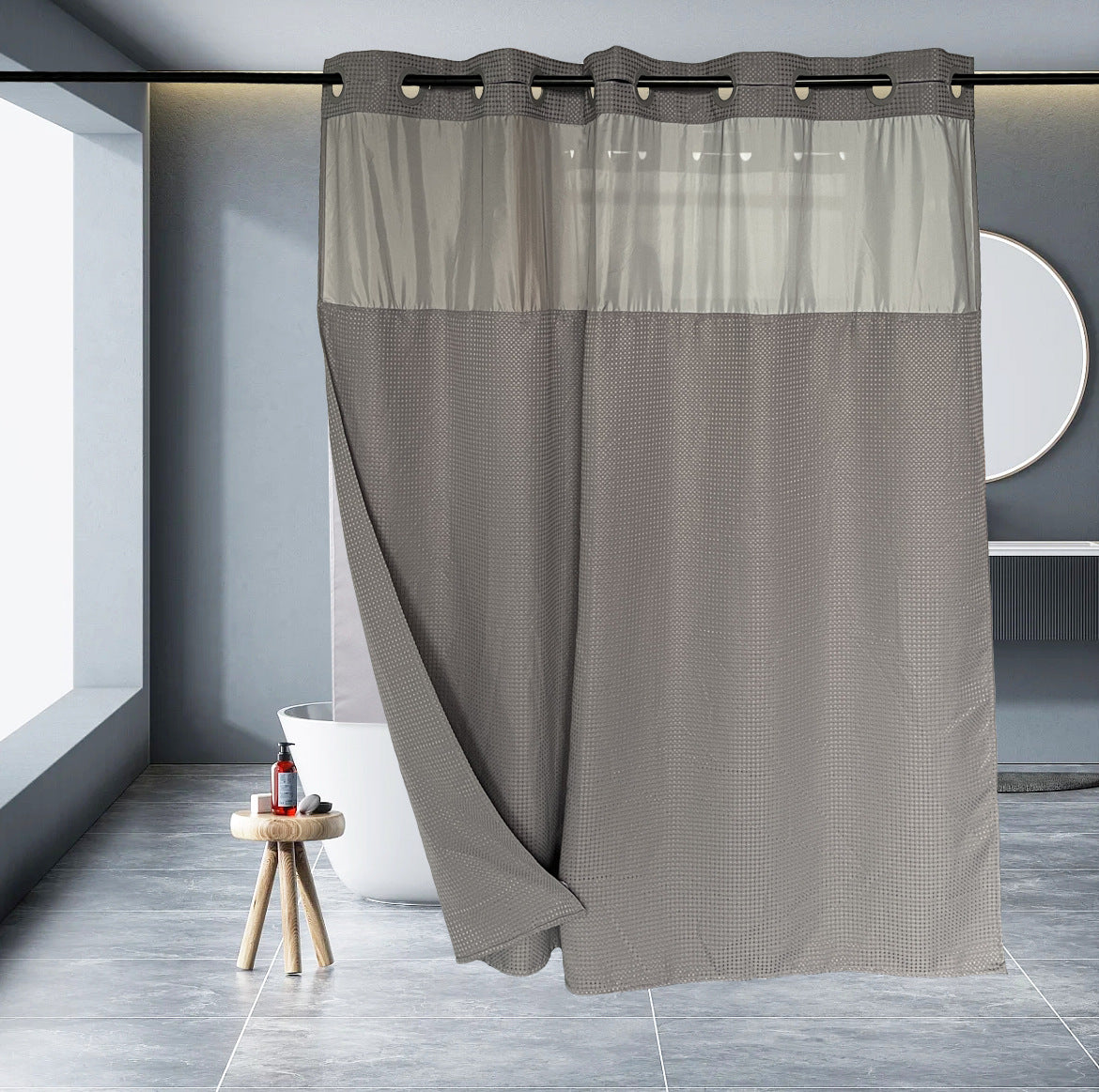 Zrodlmo™No Hook Waffle Waterproof and Mildew Shower Curtain