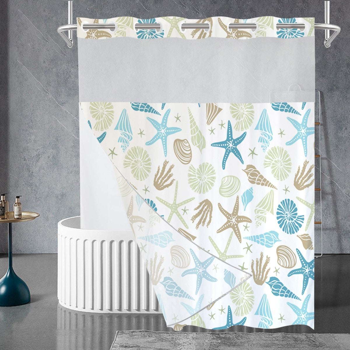 Zrodlmo™Ocean style starfish shells bathroom curtains(Buy 2 get free shipping)