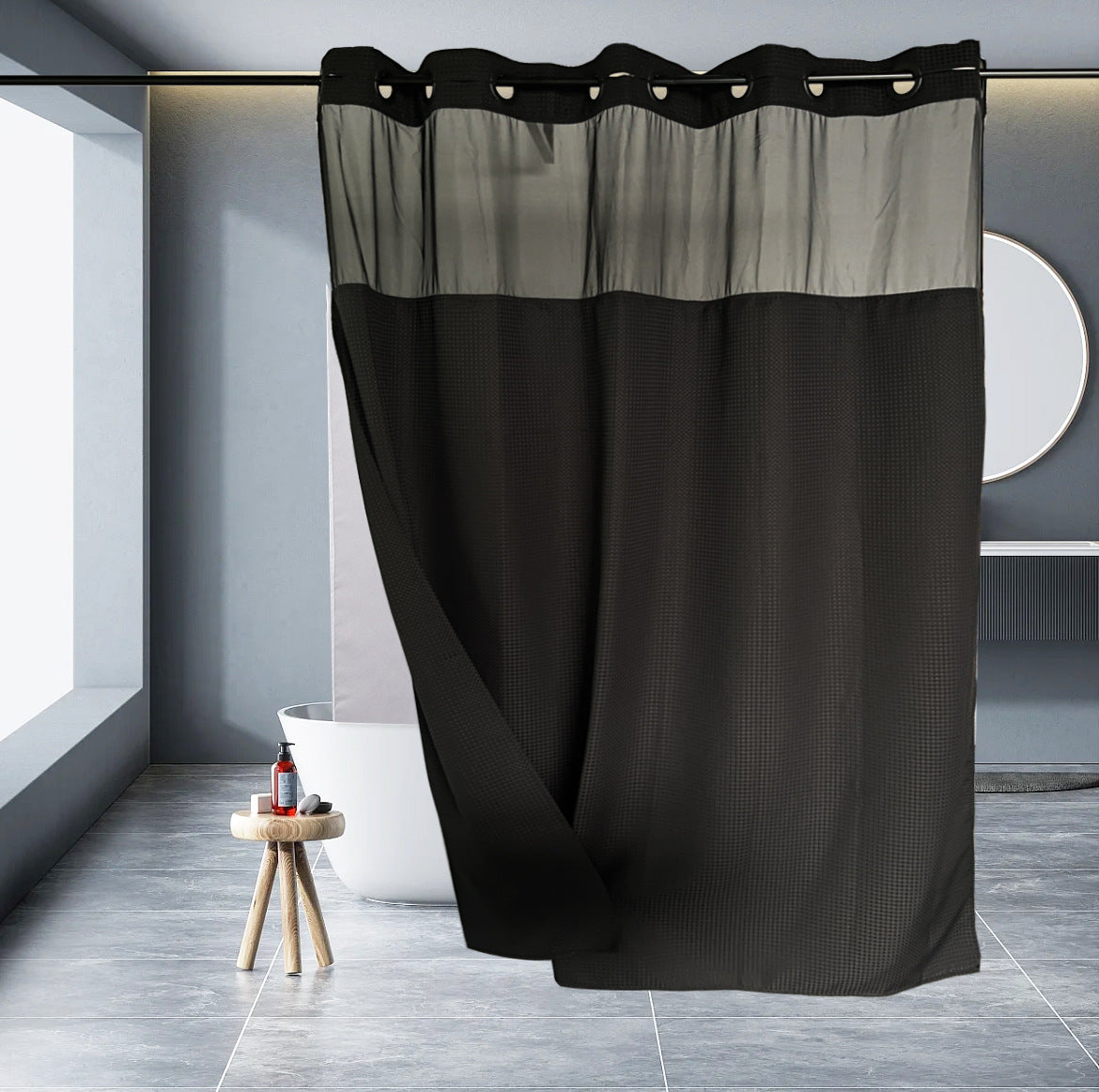 Zrodlmo™No Hook Waffle Waterproof and Mildew Shower Curtain