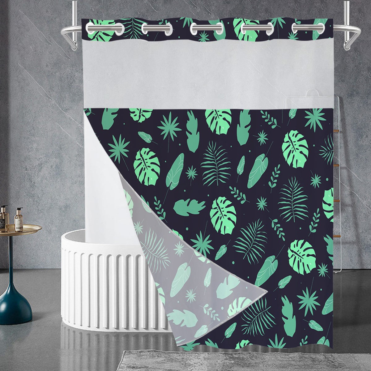 Zrodlmo™Black and white leaf bathroom curtains(Buy 2 get free shipping)