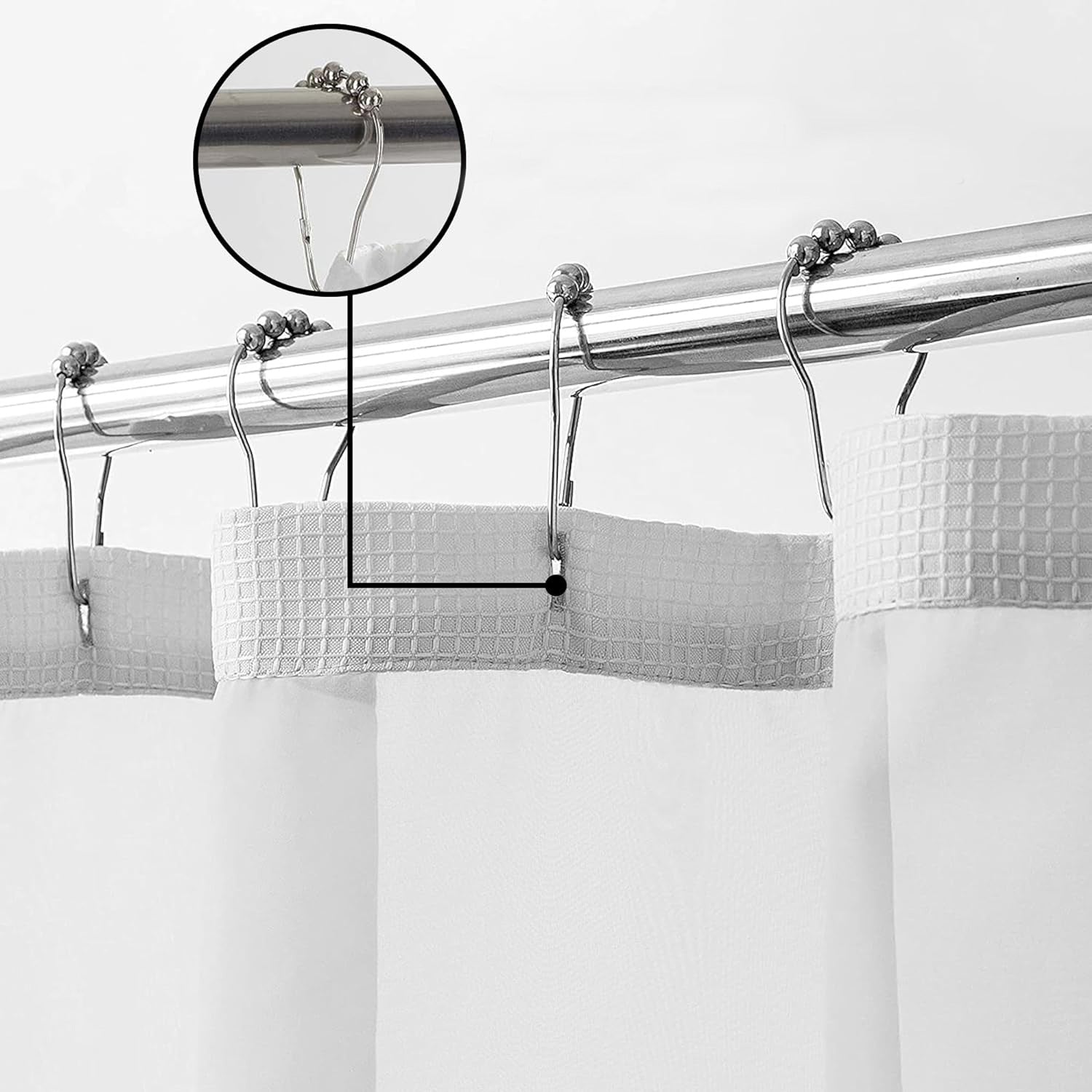 Waffle Waterproof Hotel Grade Bathroom Curtain with Hook