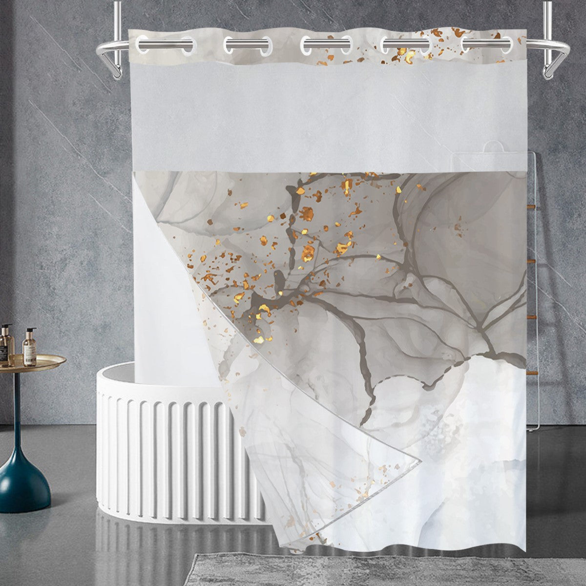 Zrodlmo™Marble Texture Double Layer Waterproof and Mildew Proof Shower Curtain(Buy 2 get free shipping)