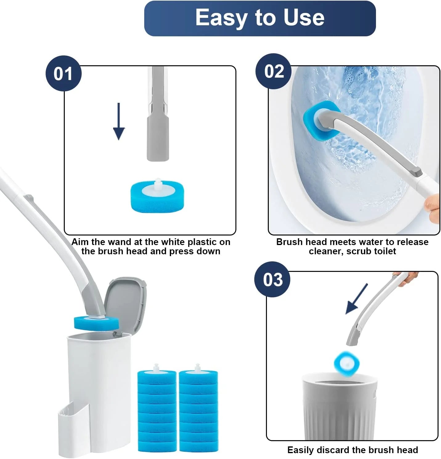 🎉2024 Store Celebration Promotion 50% Off - LZYoehin™ Replacement Brush Head Toilet Brush Set