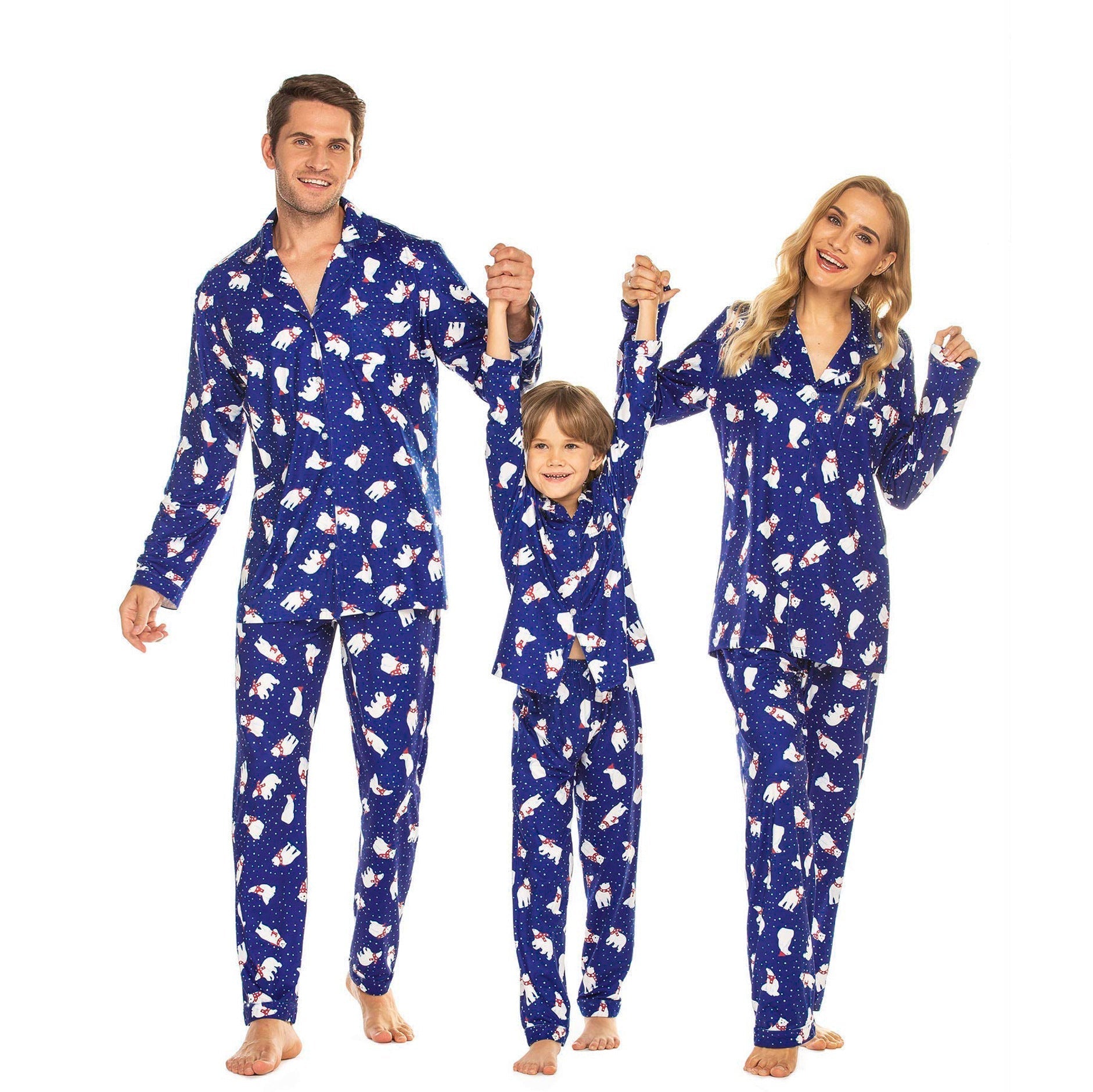 Family Matching Polar Bear Fleece Pajamas Sets