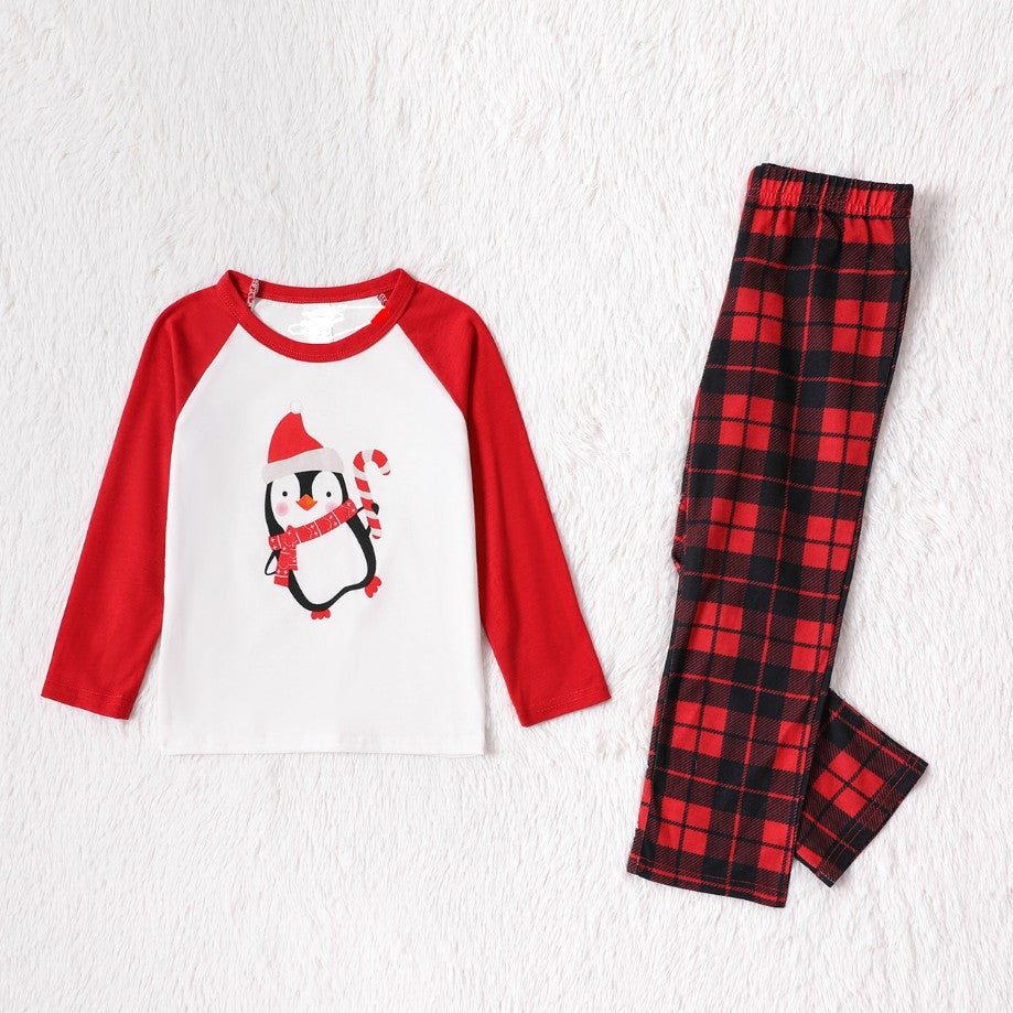 Family Matching Penguin Print Christmas Gamily Pajamas Set