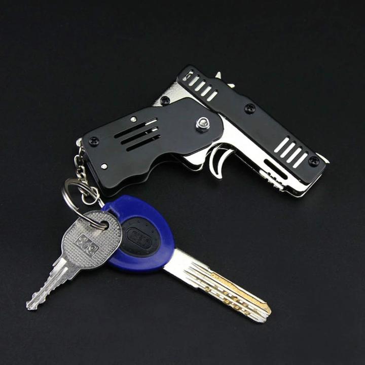 Mini Folding Rubber Band Gun Toy Keychain