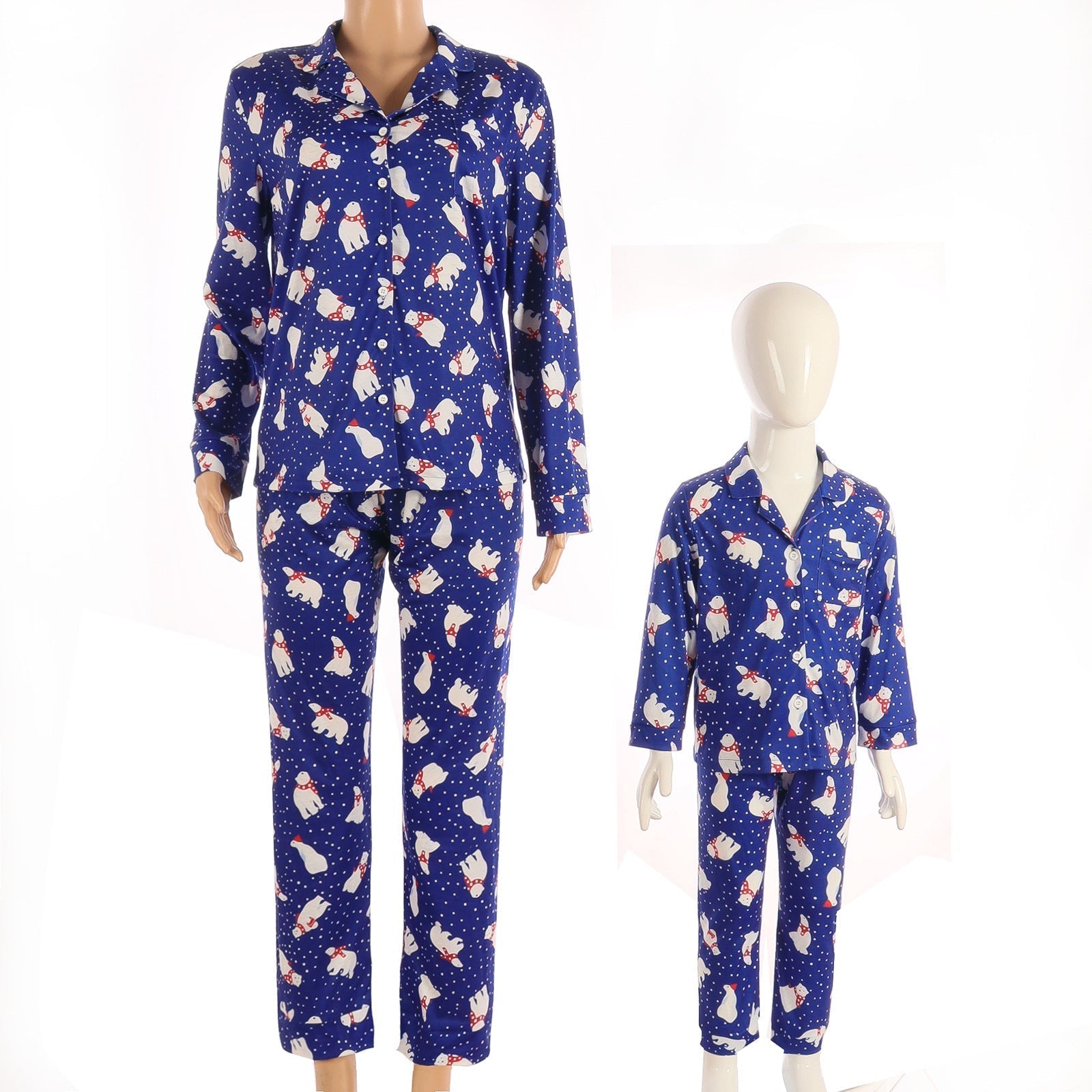 Family Matching Polar Bear Fleece Pajamas Sets