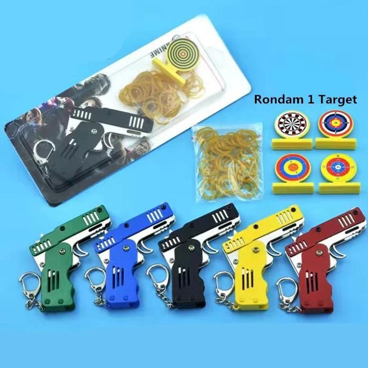 Mini Folding Rubber Band Gun Toy Keychain