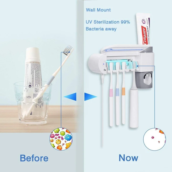 UV Light Toothbrush Holder Toothpaste Dispenser