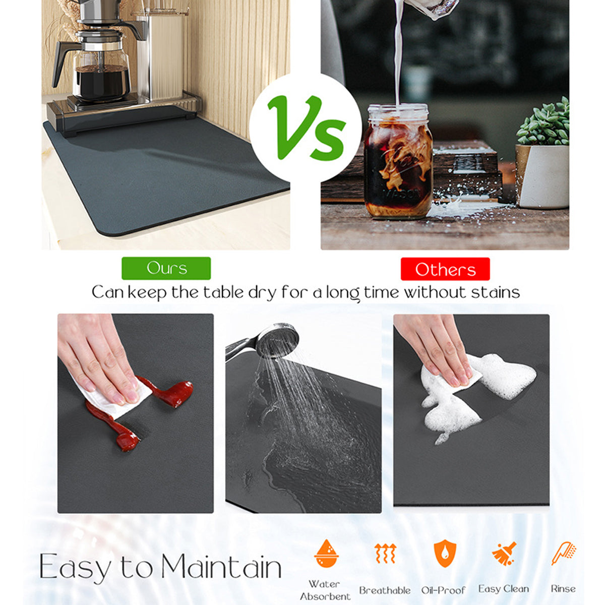 🎁2024 Home Day Sale 30% Off - LZYoehin™Oil Resistant Water Absorbent Coffee Kitchen Mat