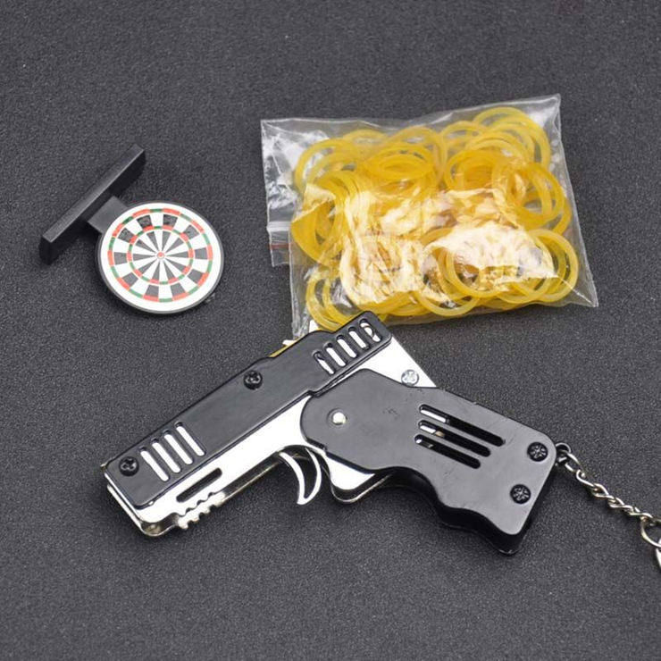 Mini Folding Rubber Band Gun Toy Keychain