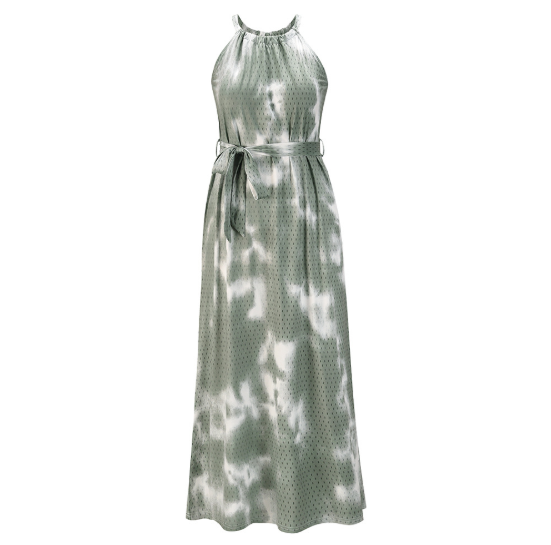 Sleeveless Halter Tie Dye Print Dress