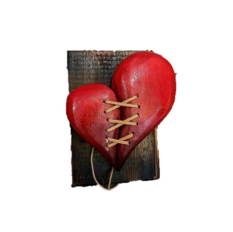 Wooden Broken Heart Leather