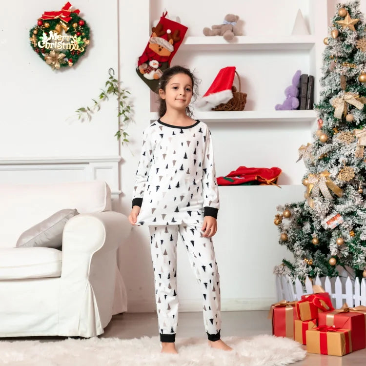 Family Matching Tree Black & White Print Sleepwear Pajamas Sets