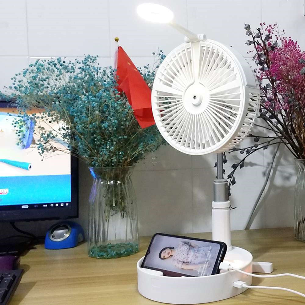 Portable Telescopic USB Fan With Mist humidifier LED Light