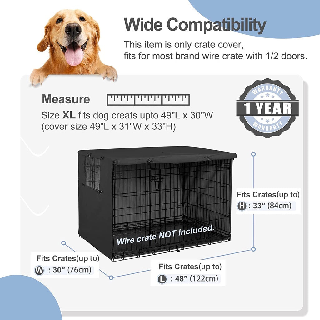 LZYoehin Dog Crate Cover Pet Kennel Cover Universal Dog Cage Cover for 36-48 inches Wire Dog Crate, Black