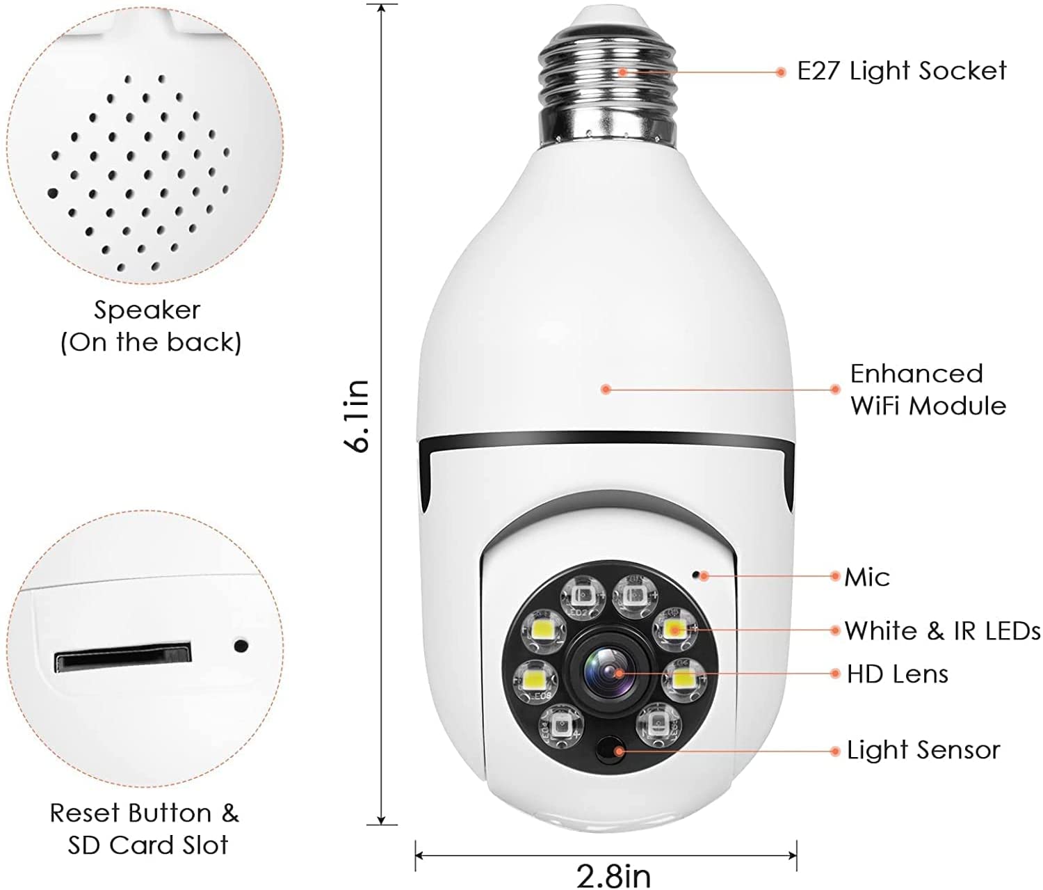 (🎁Semi-Annual Sale-50% OFF)Wireless Wifi Light Bulb Security Camera