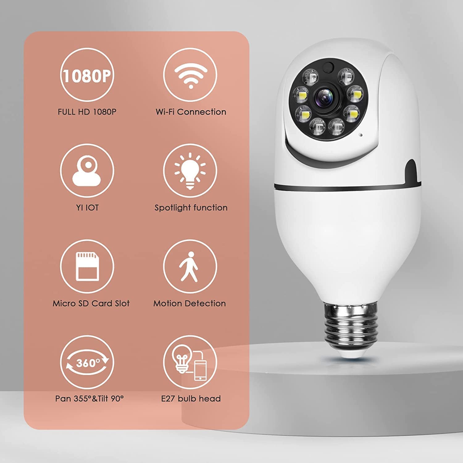 (🎁Semi-Annual Sale-50% OFF)Wireless Wifi Light Bulb Security Camera