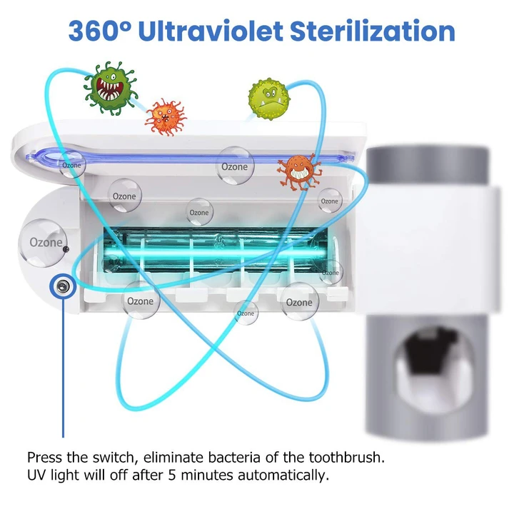 UV Light Toothbrush Holder Toothpaste Dispenser