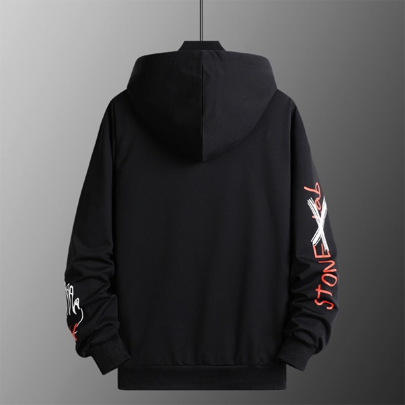 Men Cartoon & Letter Graphic Drawstring Hoodie