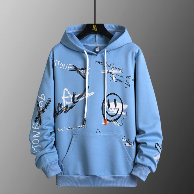 Men Cartoon & Letter Graphic Drawstring Hoodie