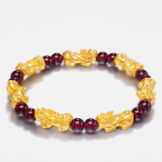 Red Garnet Lucky Pixiu Wealth Bracelet