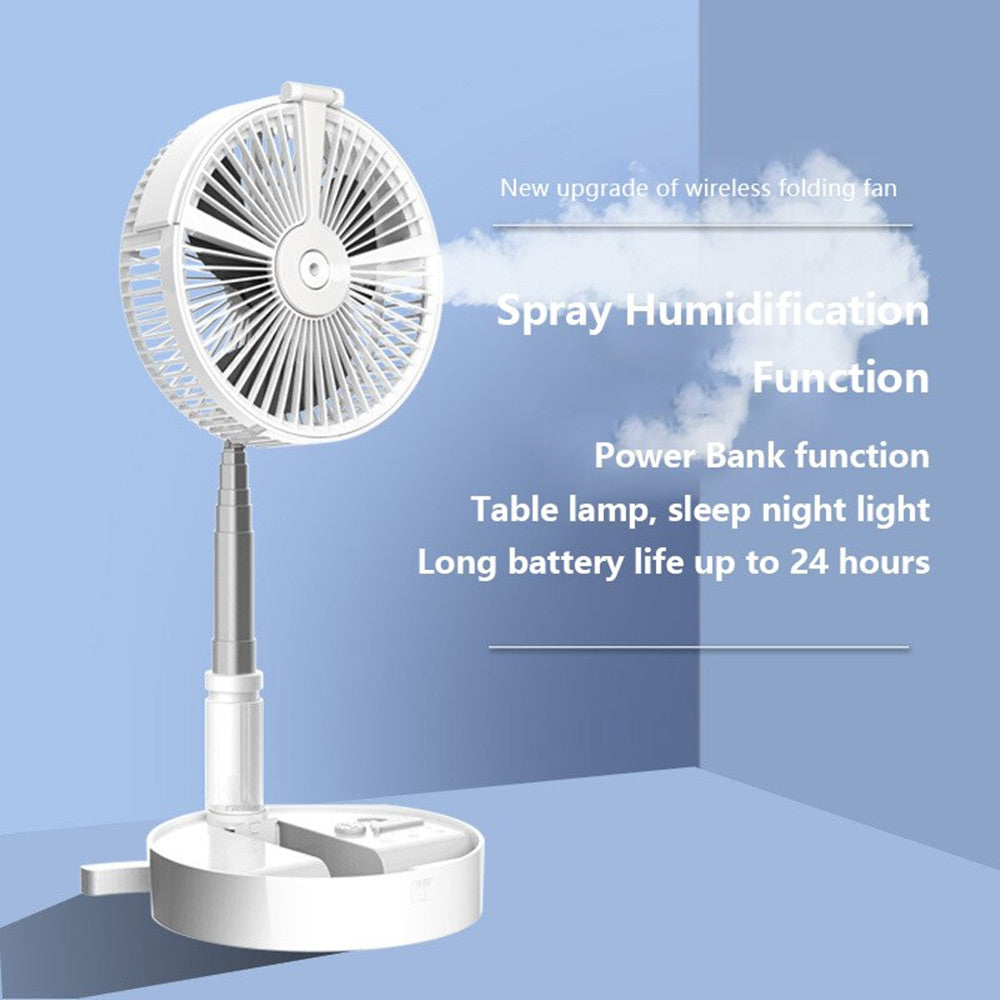 Portable Telescopic USB Fan With Mist humidifier LED Light