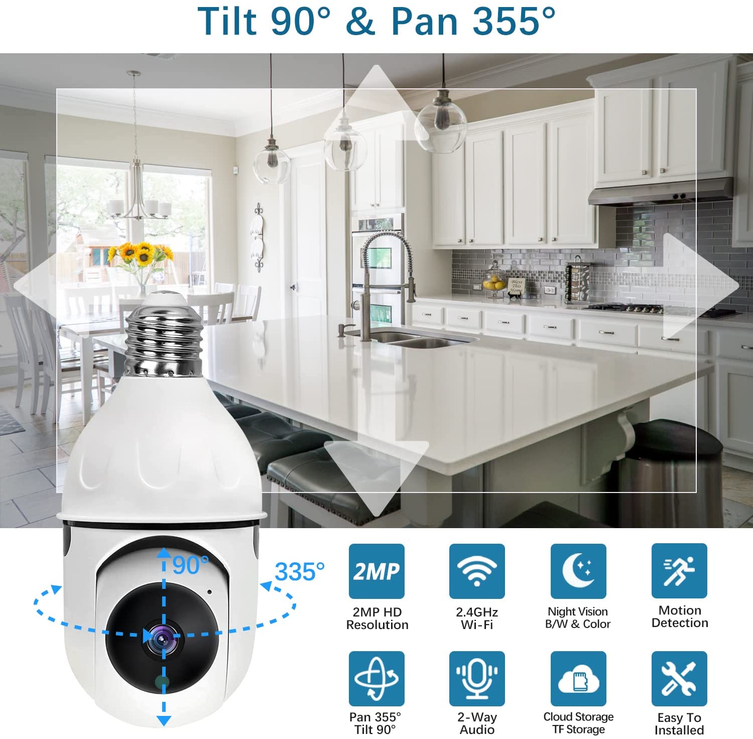 (🎁Semi-Annual Sale-50% OFF)Wireless Wifi Light Bulb Security Camera