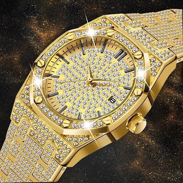 Unisex Jumbo Fully Iced Out Quartz Watch