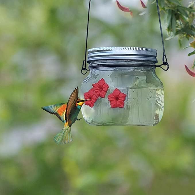 🌞Summer Funny Sale Buy one get one free - LZYoehin™Hummingbird Feeder Mason Jar Three Ports