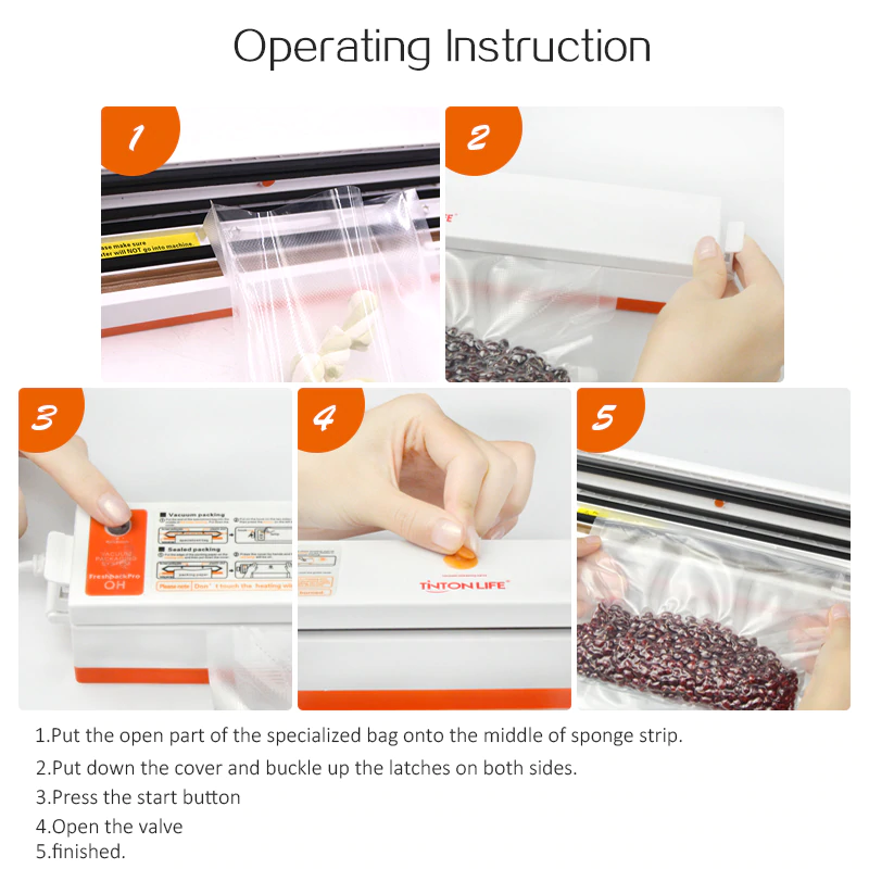 220V/110V Food Vacuum Sealer Including 15Pcs Bags