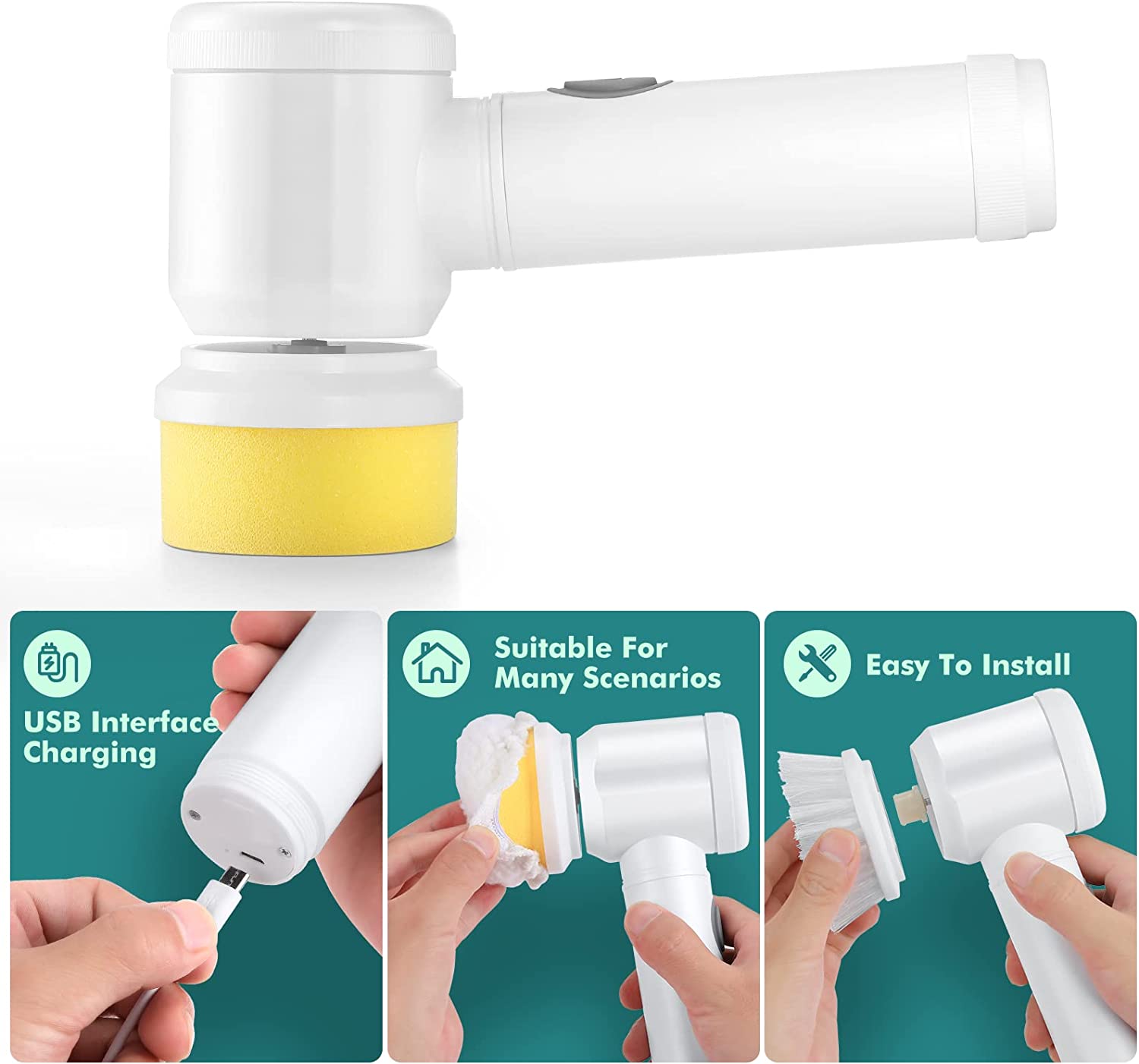 🎉Big Sale 50% Off -🎉Electric Spin Scrubber Electric Cleaning Brush with 3 Brush Heads