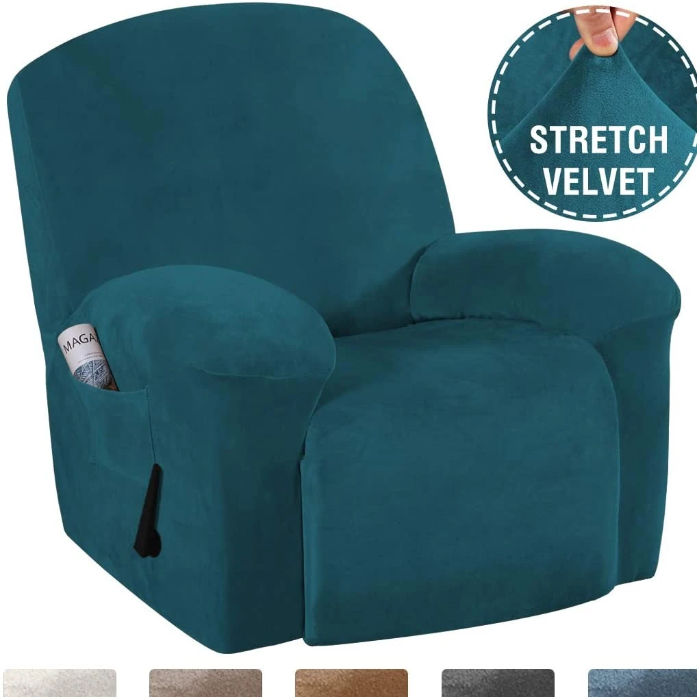 Stretchable Velvet Recliner Slipcover For 1/2/3 Seats