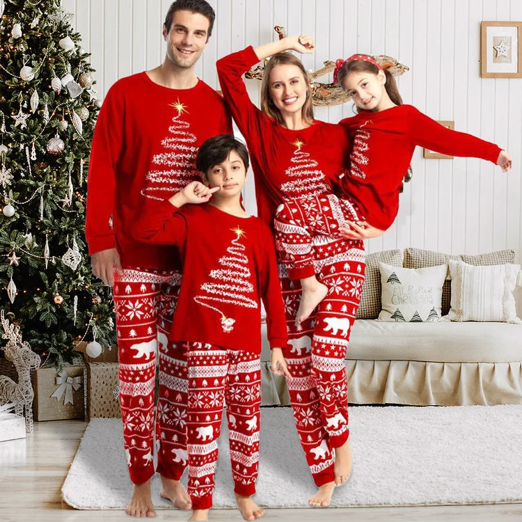 🎁New Year Hot Sale-30% OFF🔥Family Matching Red Christmas Tree Suits Family Look Pajama Set