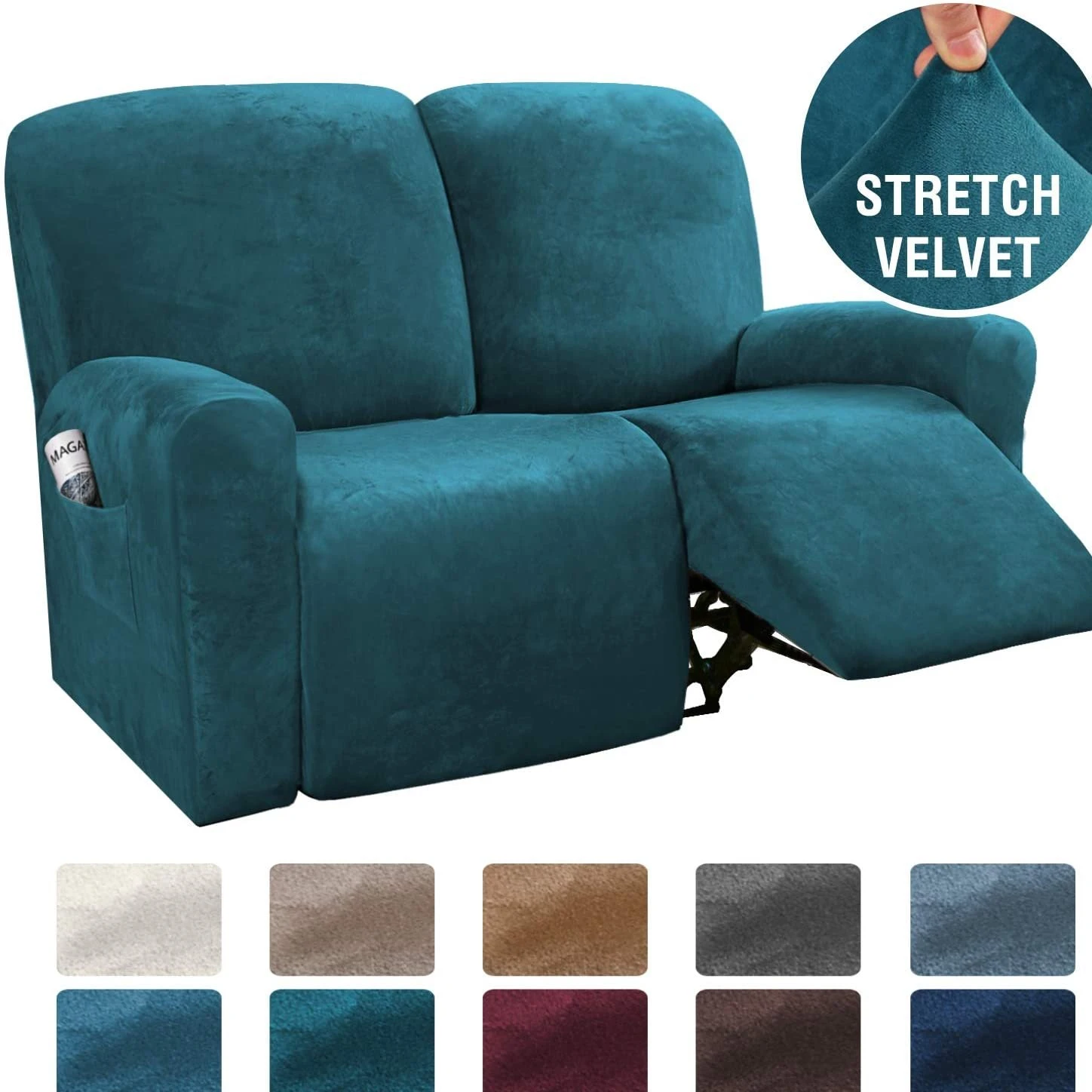 Stretchable Velvet Recliner Slipcover For 1/2/3 Seats