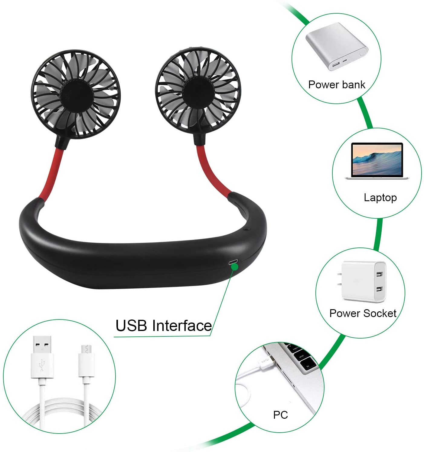 Portable Hanging Neck Sports Fan