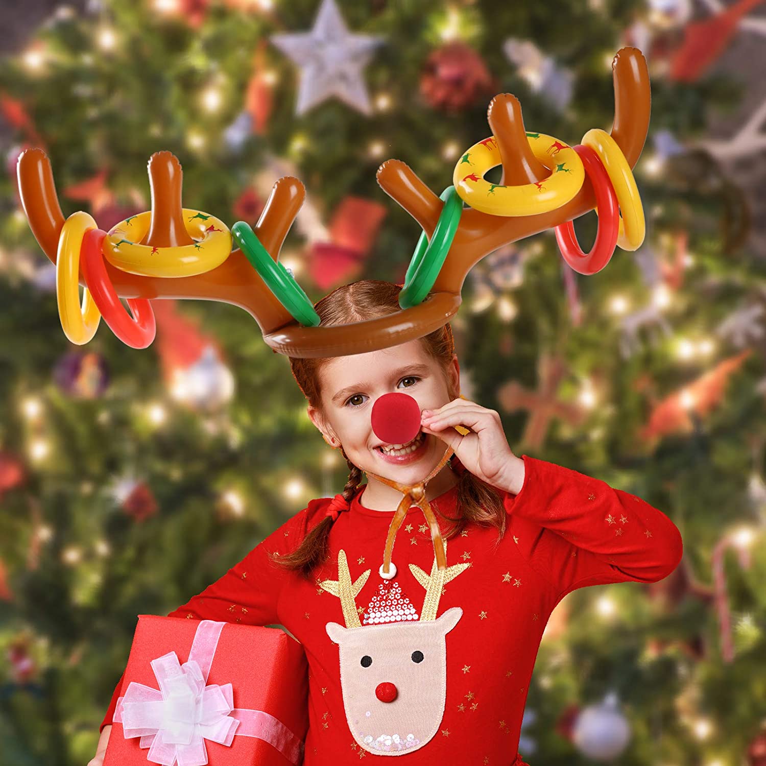 Inflatable Reindeer Antler Ring Toss Game