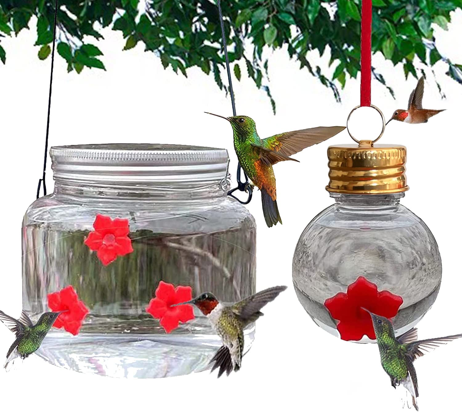 🌞Summer Funny Sale Buy one get one free - LZYoehin™Hummingbird Feeder Mason Jar Three Ports