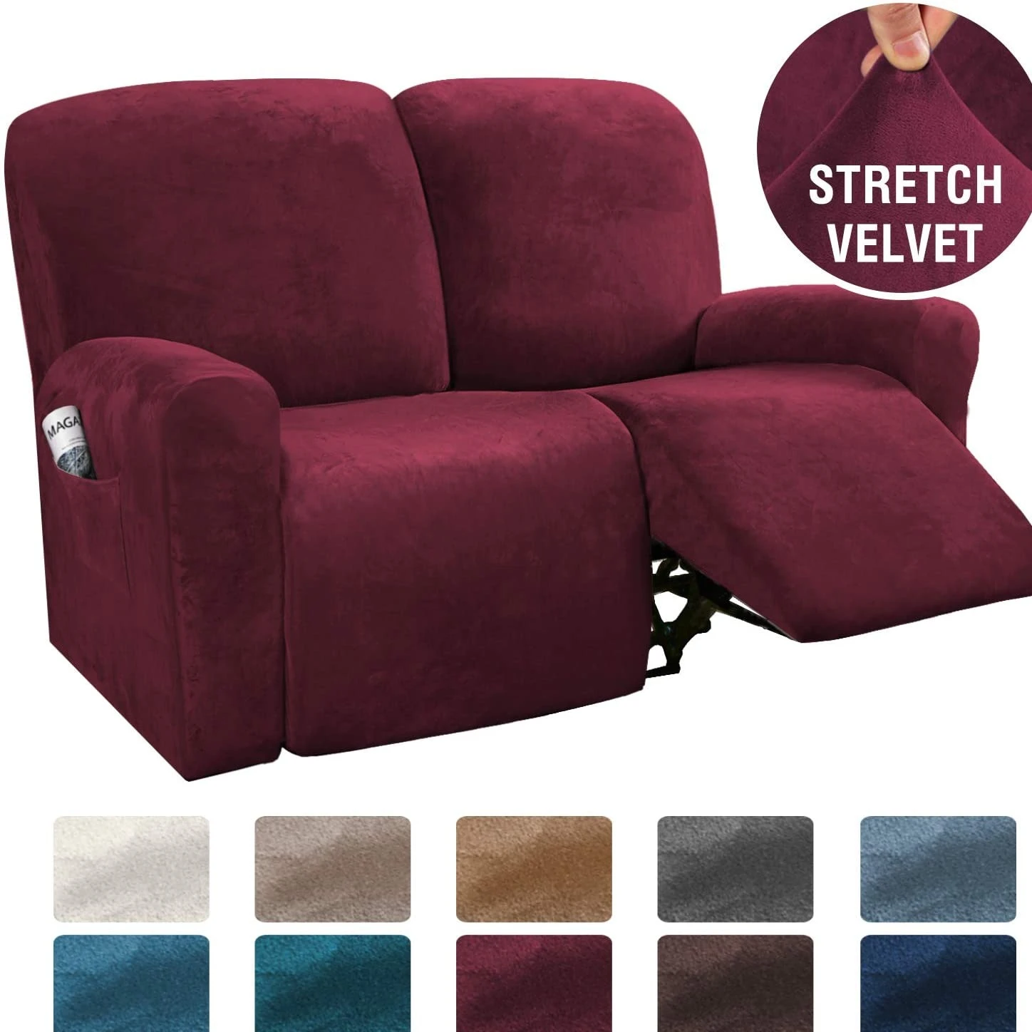 Stretchable Velvet Recliner Slipcover For 1/2/3 Seats