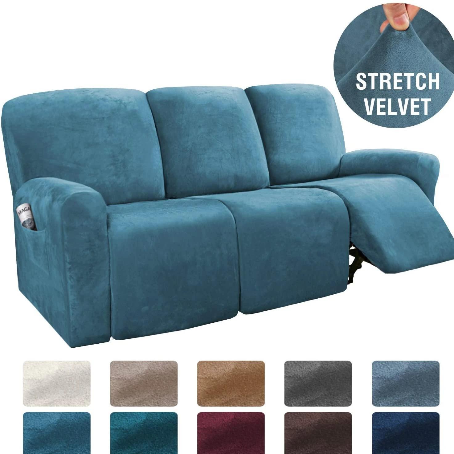 Stretchable Velvet Recliner Slipcover For 1/2/3 Seats