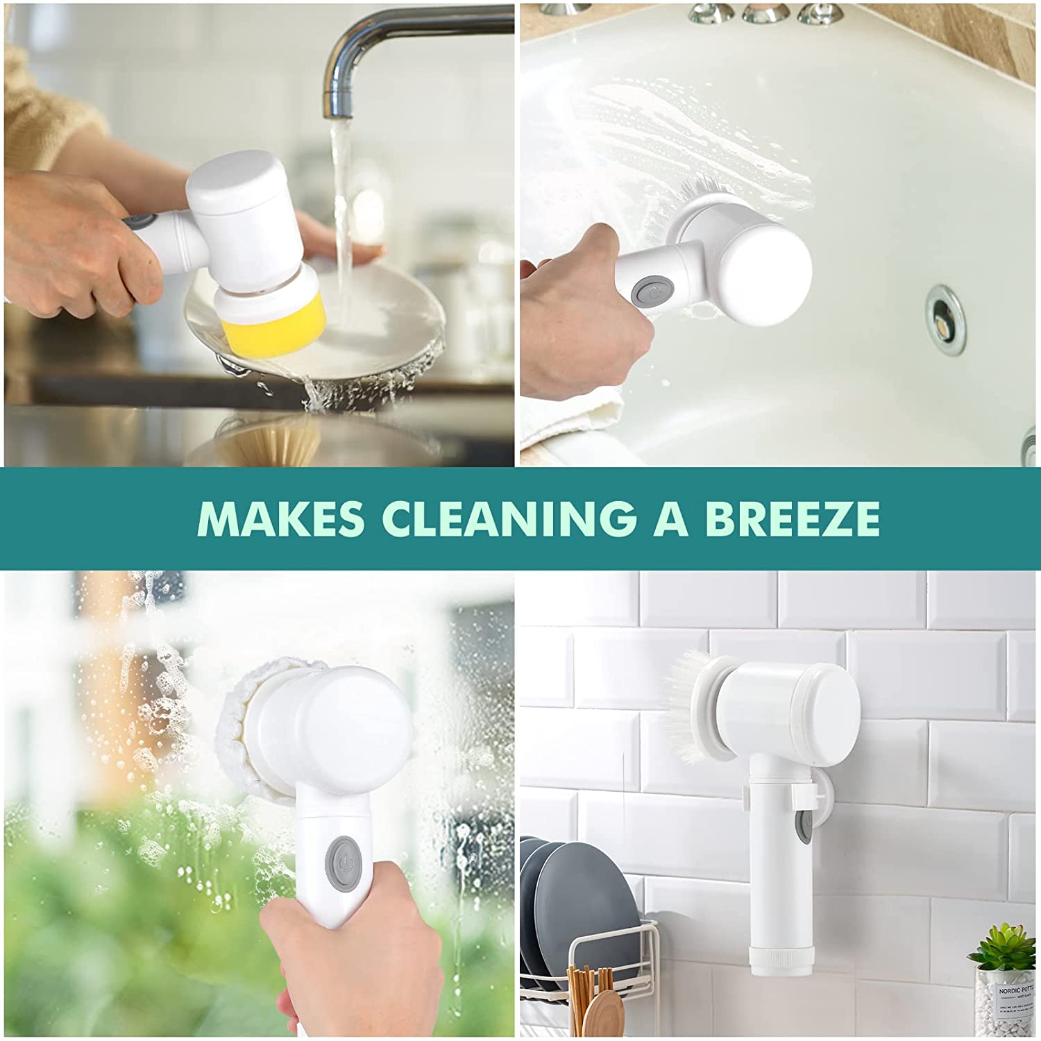 🎉Big Sale 50% Off -🎉Electric Spin Scrubber Electric Cleaning Brush with 3 Brush Heads