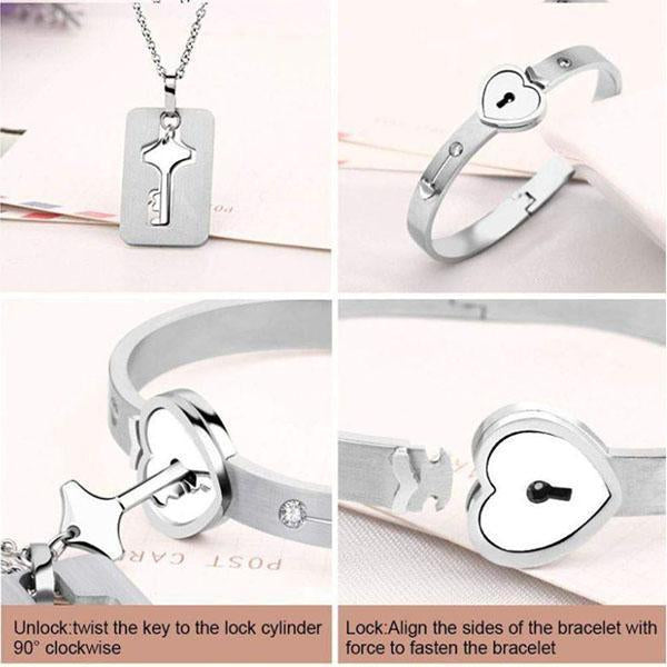 Love Lock Your Heart Bracelet Set