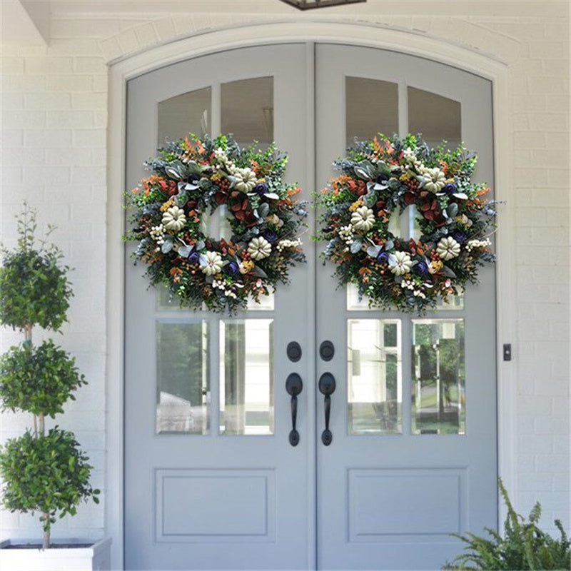 🎄50% Off🎄Early Christmas Promotion🎅White Pumpkins Ranunculus Wreath Front Door Hanging Ornament