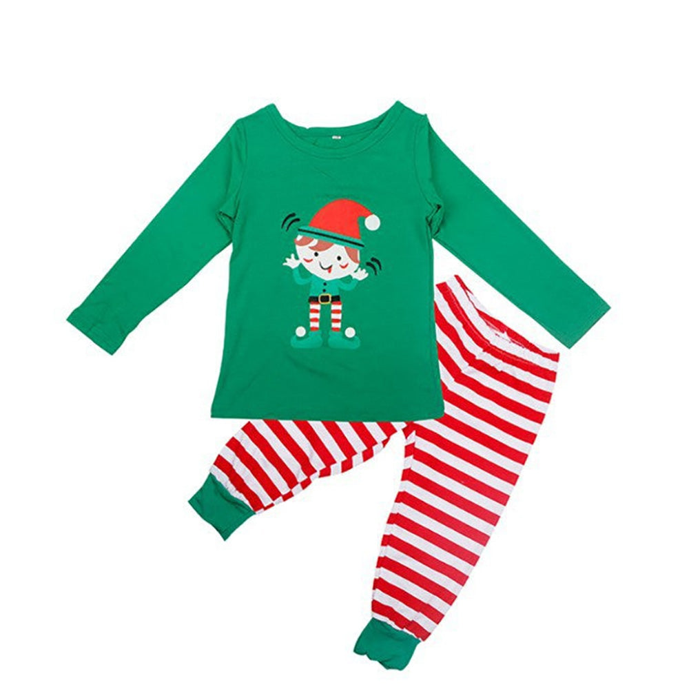 Christmas ELF Print Striped Family Matching Pajamas Set